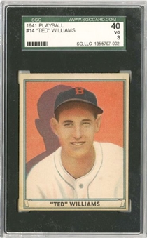 1941 Play Ball #14 Ted Williams - SGC 40 VG 3